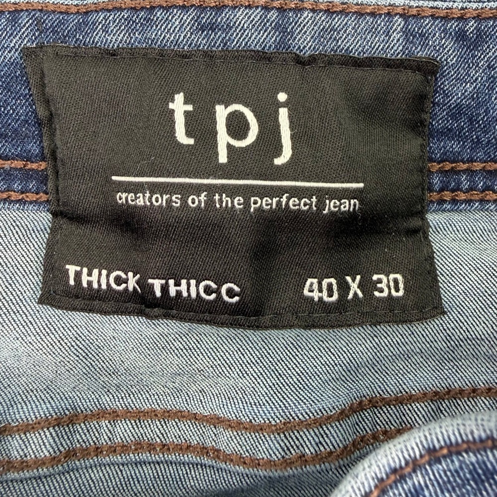 TPJ The Perfect Jean Mens 40x30 Blue Thick Thicc Stretch Denim Medium Wash - Picture 2 of 16
